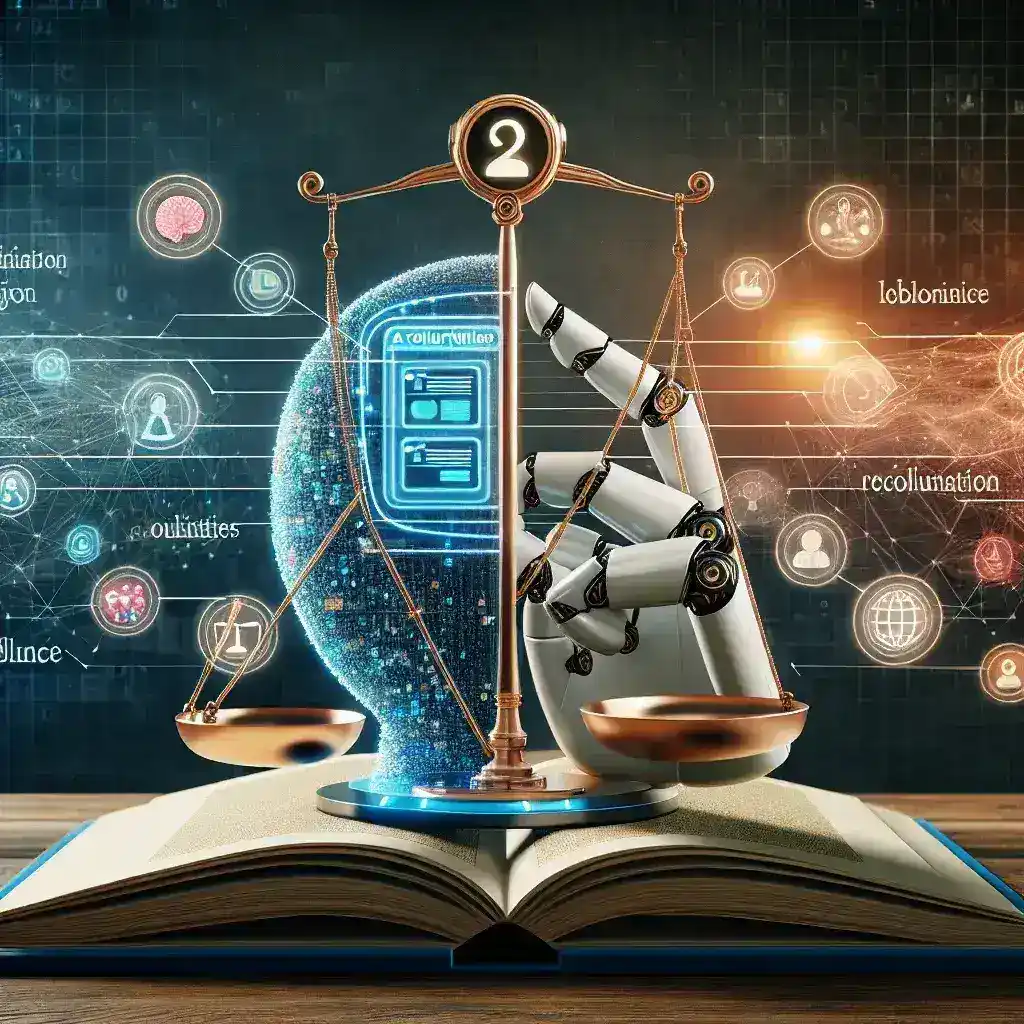 "Image illustrating the impact of artificial intelligence on online education, featuring diverse students engaging with digital learning tools and AI-driven educational platforms, symbolizing the opportunities and challenges in modern e-learning."